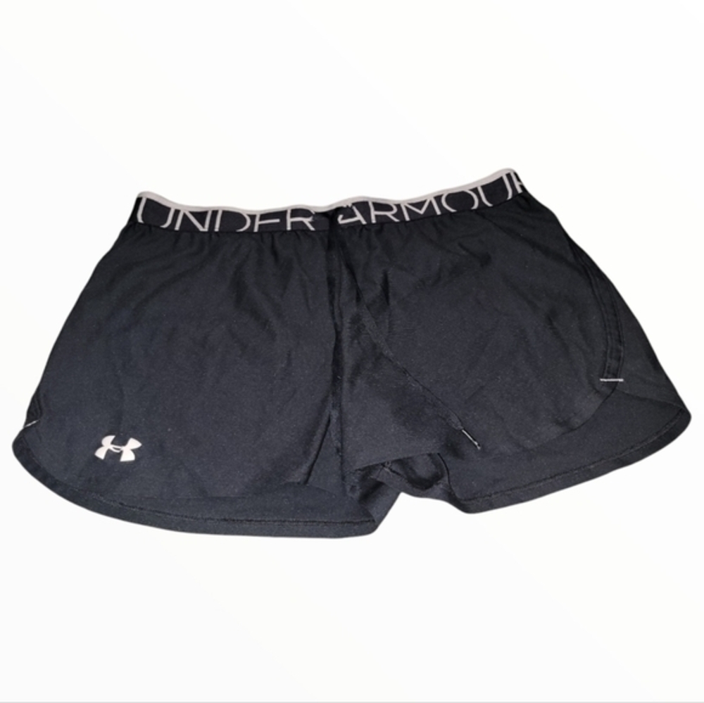 Under Armour, black elastic waist band shorts